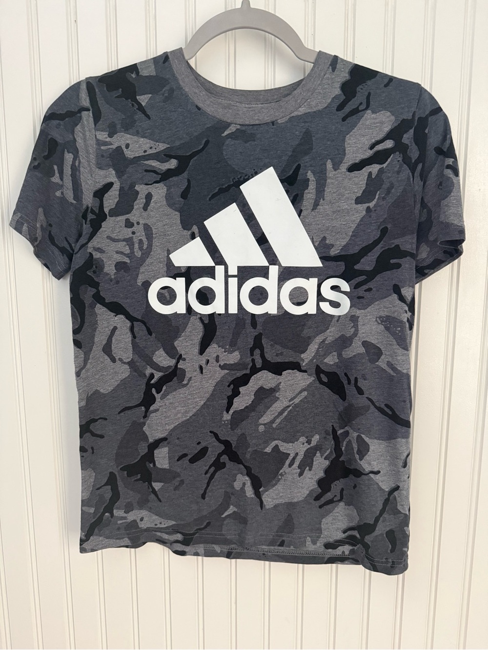 Adidas Gray & Black Camo Logo Short-Sleeve Tee